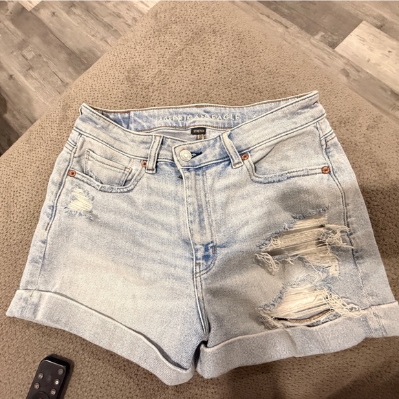 American Age Light Blue Distressed Jean Shorts - Picture 1 of 2